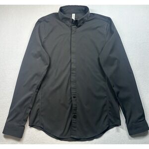 Lululemon Bonded Voyage Button-Down Shirt Mens Small Striped Heathered Slate